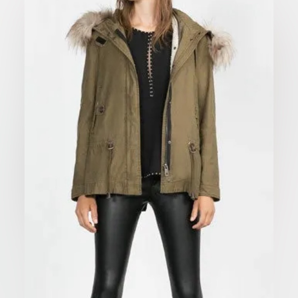 Zara Parka Khaki Green women’s coat size small